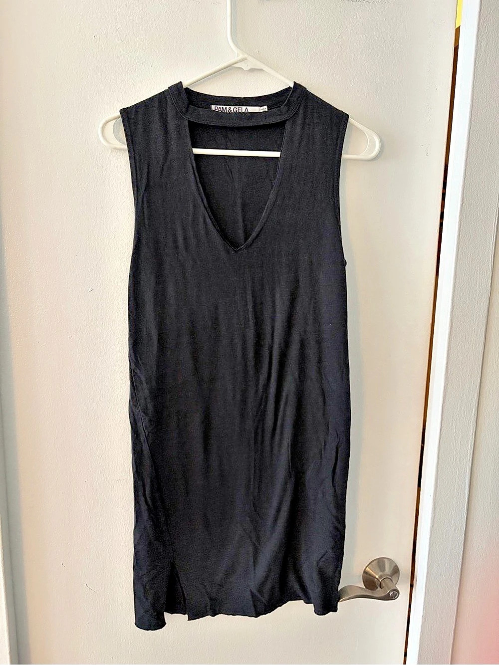PAM & GELA Choker Neck Cutout Dress Black Mini Dress Size P